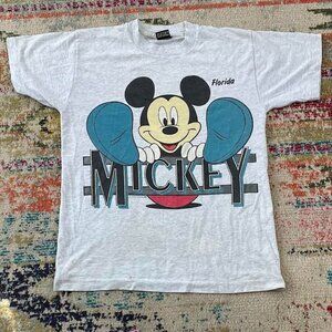 Vintage Mickey Mouse Cartoon Florida Graphic Comic Disney 1990s Tee Tshirt
